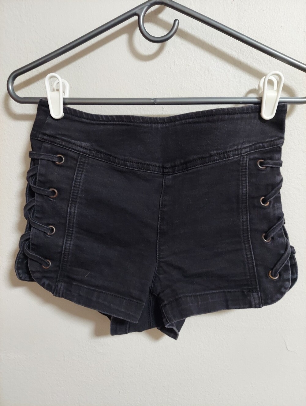 Black High-Waist Lace-Up Women’s Shorts